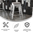 Indoor/Outdoor Backless Counter Stool with Poly Seat - White/Gray