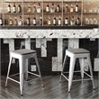 Indoor/Outdoor Backless Counter Stool with Poly Seat - White/Gray