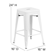 Indoor/Outdoor Backless Counter Stool with Poly Seat - White/Gray