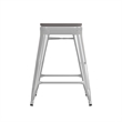 Indoor/Outdoor Backless Counter Stool with Poly Seat - White/Gray
