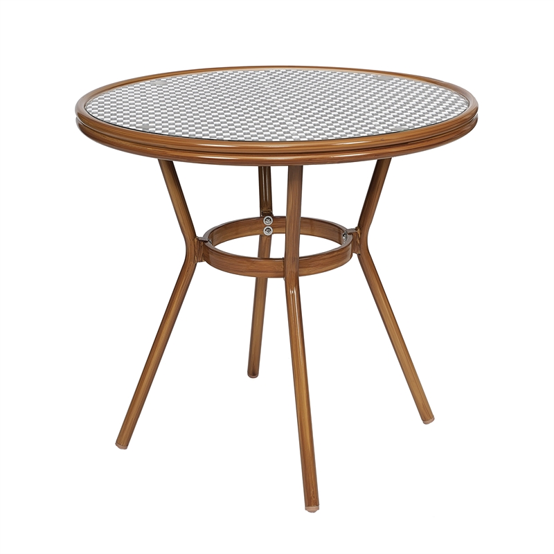 Indoor/Outdoor Commercial Bistro Set with Table and 4 Chairs in Blk/Wht