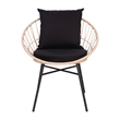 Indoor/Outdoor Rattan Rope Bistro Set Glass Top Table & Cushions-Tan/Black