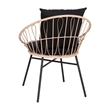Indoor/Outdoor Rattan Rope Bistro Set Glass Top Table & Cushions-Tan/Black