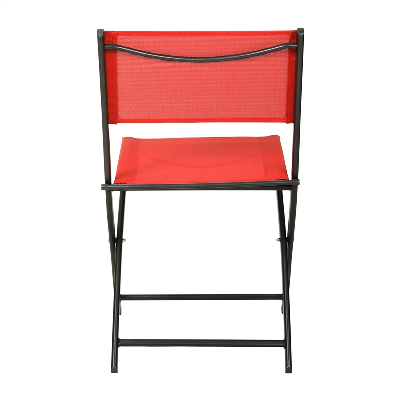 2 Pack Commercial Outdoor Flex Comfort Folding Chair with Metal Frame in Red
