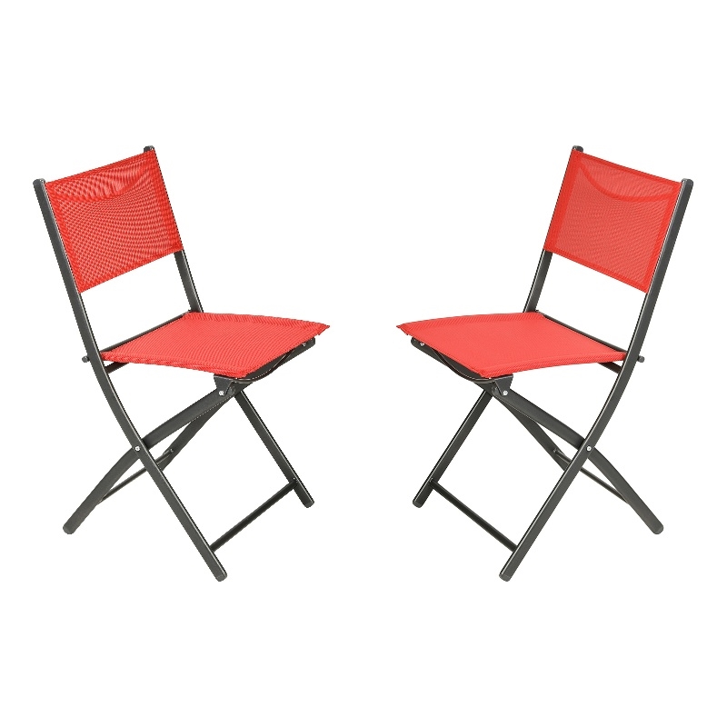 2 Pack Commercial Outdoor Flex Comfort Folding Chair with Metal Frame in Red