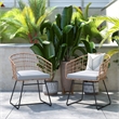 2PK Indoor/Outdoor Natural Boho Rattan Rope Club Chairs-Light Gray Seat Cushions