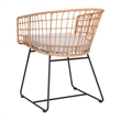 2PK Indoor/Outdoor Natural Boho Rattan Rope Club Chairs-Light Gray Seat Cushions