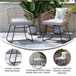 2PK Indoor/Outdoor Natural Boho Rattan Rope Club Chairs-Light Gray Seat Cushions