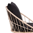 Indoor/Outdoor Boho Rattan Rope Chairs with Back & Seat Cushions - Tan/Black