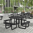 Commercial 46 Inch Round Expanded Mesh Metal Picnic Table with Anchors - Black