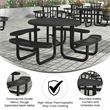 Commercial 46 Inch Round Expanded Mesh Metal Picnic Table with Anchors - Black