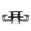 Commercial 46 Inch Round Expanded Mesh Metal Picnic Table with Anchors - Black