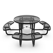 Commercial 46 Inch Round Expanded Mesh Metal Picnic Table with Anchors - Black