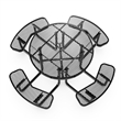 Commercial 46 Inch Round Expanded Mesh Metal Picnic Table with Anchors - Black