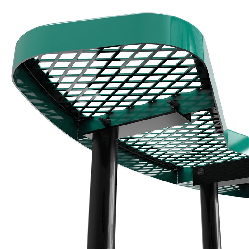 Commercial 46 Inch Round Expanded Mesh Metal Picnic Table with Anchors - Green