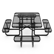 Commercial 46 Inch Square Expanded Mesh Metal Picnic Table with Anchors - Black