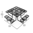 Commercial 46 Inch Square Expanded Mesh Metal Picnic Table with Anchors - Black