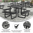 Commercial 46 Inch Square Expanded Mesh Metal Picnic Table with Anchors - Black