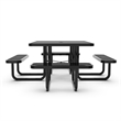 Commercial 46 Inch Square Expanded Mesh Metal Picnic Table with Anchors - Black