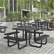 Commercial 46 Inch Square Expanded Mesh Metal Picnic Table with Anchors - Black