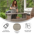 Indoor/Outdoor Wicker Rattan Patio Bar Counter Table with Two Shelves in Gray