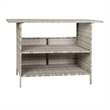 Indoor/Outdoor Wicker Rattan Patio Bar Counter Table with Two Shelves in Gray