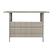 Indoor/Outdoor Wicker Rattan Patio Bar Counter Table with Two Shelves in Gray