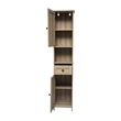 Farmhouse Freestanding Linen Tower with Shelves Drawer and Doors - Brown