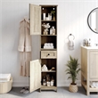 Farmhouse Freestanding Linen Tower with Shelves Drawer and Doors - Brown