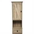 Farmhouse Freestanding Linen Tower with Shelves Drawer and Doors - Brown