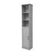 Modern Freestanding Linen Tower with Shelves and Magnetic Close Door - Gray