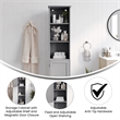 Modern Freestanding Linen Tower with Shelves and Magnetic Close Door - Gray