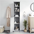 Modern Freestanding Linen Tower with Shelves and Magnetic Close Door - Gray