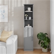 Modern Freestanding Linen Tower with Shelves and Magnetic Close Door - Gray