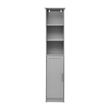 Modern Freestanding Linen Tower with Shelves and Magnetic Close Door - Gray