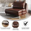 Convertible Tri-Fold Chair with Pillow and Hideaway Legs in Brown LeatherSoft