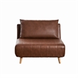 Convertible Tri-Fold Chair with Pillow and Hideaway Legs in Brown LeatherSoft