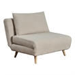 Convertible Tri-Fold Chair with Pillow and Hideaway Legs in Cream Boucle