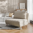 Convertible Tri-Fold Chair with Pillow and Hideaway Legs in Cream Boucle