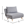 Convertible Tri-Fold Chair with Pillow and Hideaway Legs in Light Gray Fabric