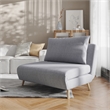 Convertible Tri-Fold Chair with Pillow and Hideaway Legs in Light Gray Fabric