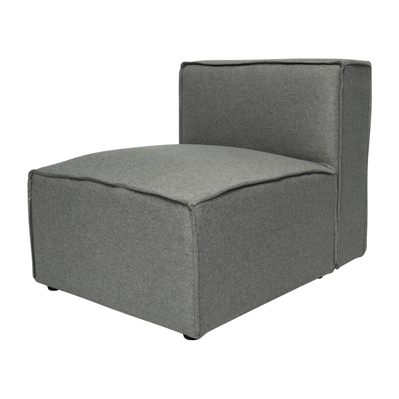 Contemporary Modular Sectional Sofa Armless Middle Chair in Dark Gray Fabric