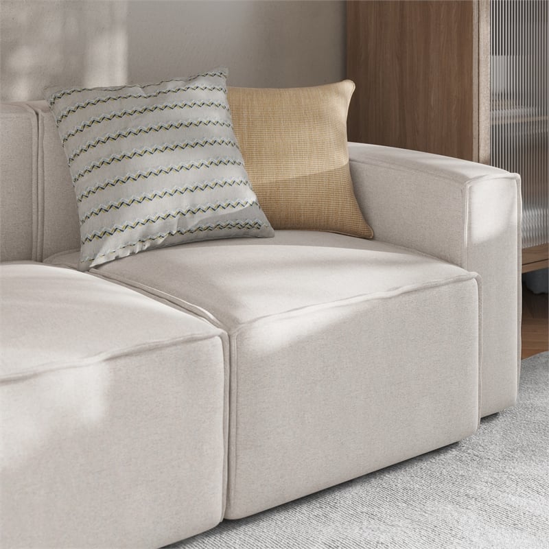 Contemporary Modular Sectional Sofa Right Side Chair with Armrest - Cream Fabric