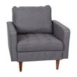 Compact Dark Gray Faux Linen Upholstered Tufted Chair with Wooden Legs