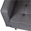 Compact Dark Gray Faux Linen Upholstered Tufted Chair with Wooden Legs