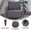Compact Dark Gray Faux Linen Upholstered Tufted Chair with Wooden Legs