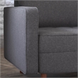 Compact Dark Gray Faux Linen Upholstered Tufted Chair with Wooden Legs