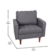 Compact Dark Gray Faux Linen Upholstered Tufted Chair with Wooden Legs