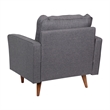 Compact Dark Gray Faux Linen Upholstered Tufted Chair with Wooden Legs
