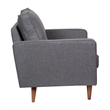 Compact Dark Gray Faux Linen Upholstered Tufted Chair with Wooden Legs